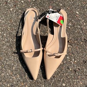 Zara leather point toe ballet flat